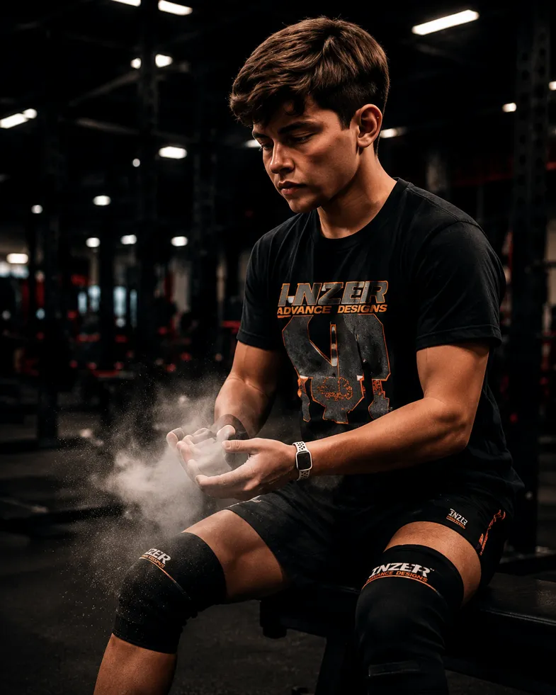 Young athlete preparing for a powerlifting competition
